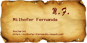 Milhofer Fernanda névjegykártya